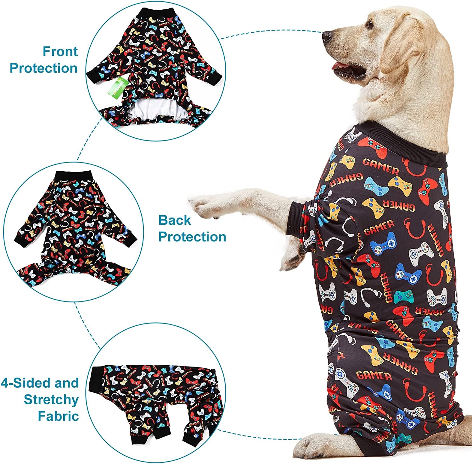 Lovinpet Large Dog Pajamas Pitbull Boxer Dogs - Game Console Print,Uv – KOL  PET
