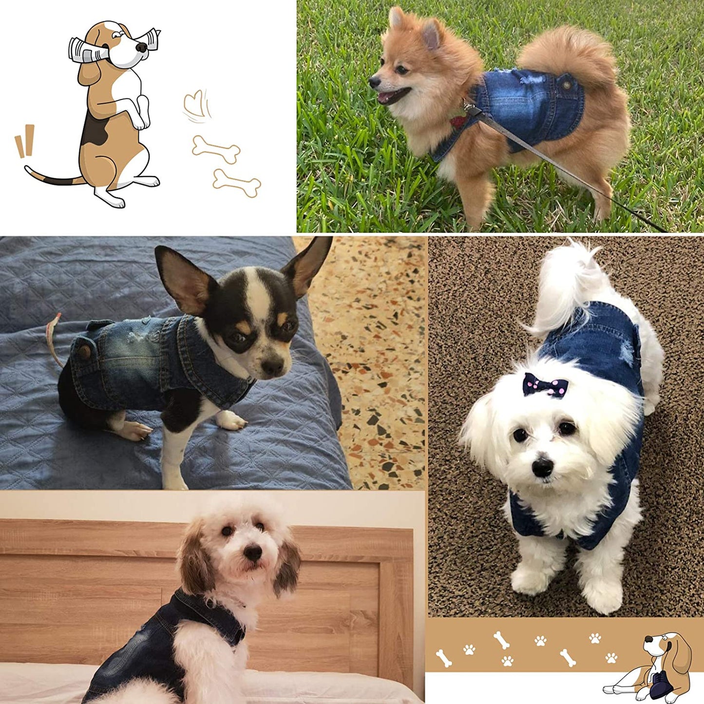 ARTWIND Pet Clothes Dog Jeans Jacket Cool Blue Denim Coat Small Medium Dogs Lapel Vests Classic Hoodies Puppy Blue Vintage Washed Clothes Animals & Pet Supplies > Pet Supplies > Dog Supplies > Dog Apparel ARTWIND   