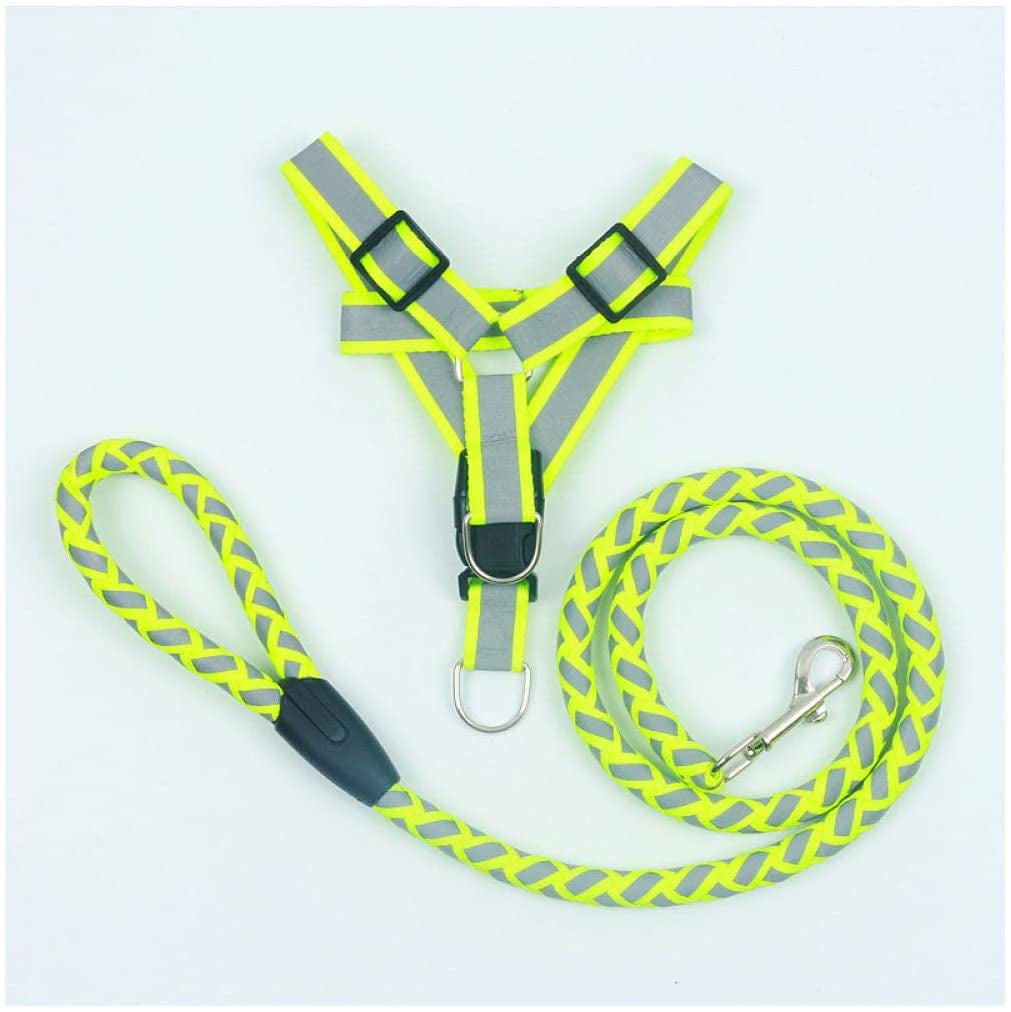 Safety Vest Reflective Dog Harness Leash Set Braided Traction round Rope Large Medium Small Dog Chain Night Out Running Vest Animals & Pet Supplies > Pet Supplies > Dog Supplies > Dog Apparel NOBRIM 1 S 