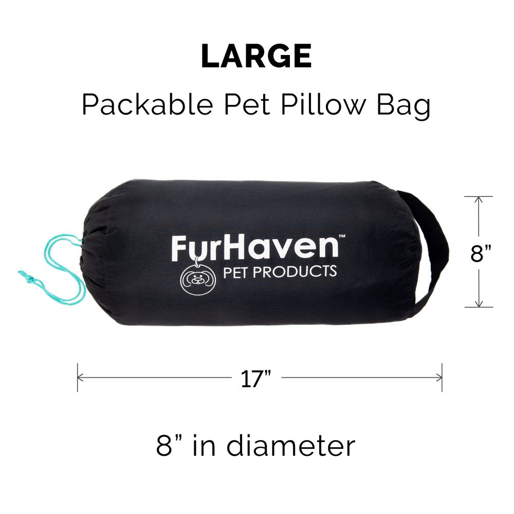 Furhaven Pet Dog Bed, Trail Pup Packable Stuff Sack Travel Pillow Bed with Bag for Dogs & Cats, Aqua & Granite Gray, Large Animals & Pet Supplies > Pet Supplies > Cat Supplies > Cat Beds FurHaven Pet   