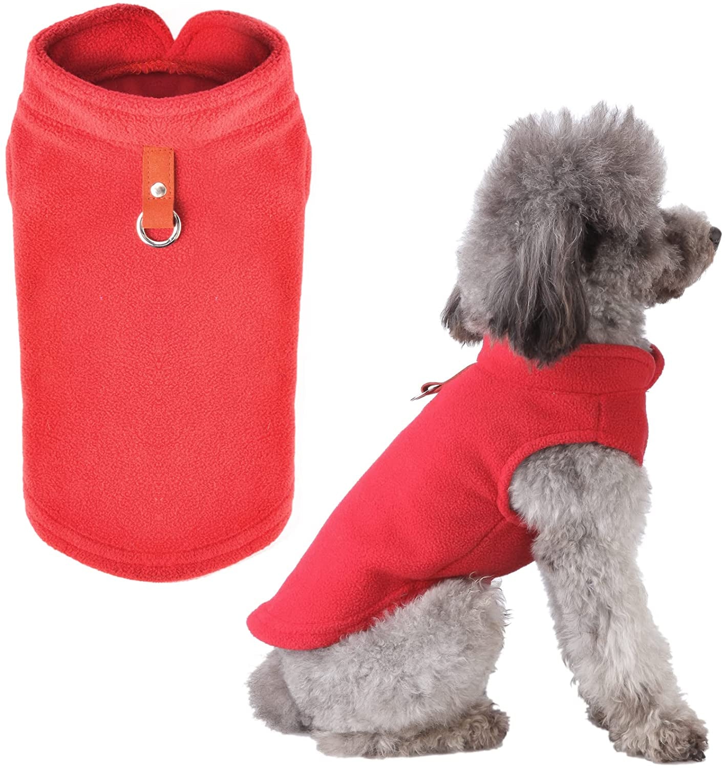 PETCARE Small Dog Sweater Cat Fleece Vest Soft Dog Jacket with Leash O-Ring Winter Warm Pet Pullover Coat Puppy Clothes for Small Dogs Cats Chihuahua Apparel Shih Tzu Costume, Grey Animals & Pet Supplies > Pet Supplies > Dog Supplies > Dog Apparel PETCARE Red XL (Suggest 17-28 lbs) 