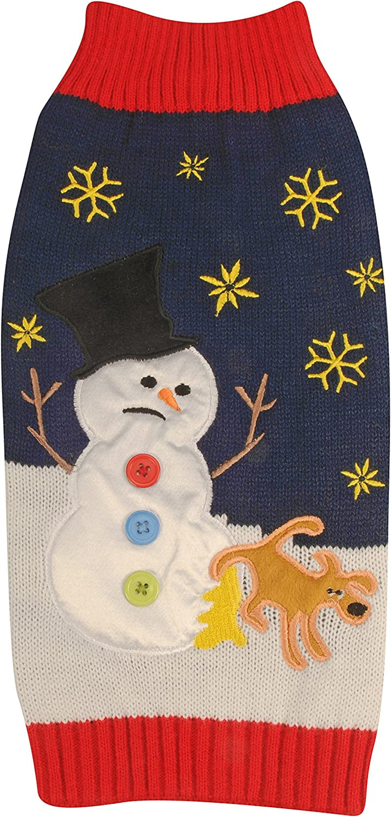 New York Dog Ugly Holiday Sweater for Pets, Black Snowman, Large Animals & Pet Supplies > Pet Supplies > Dog Supplies > Dog Apparel New York Dog Snowman & Dog X-Small 