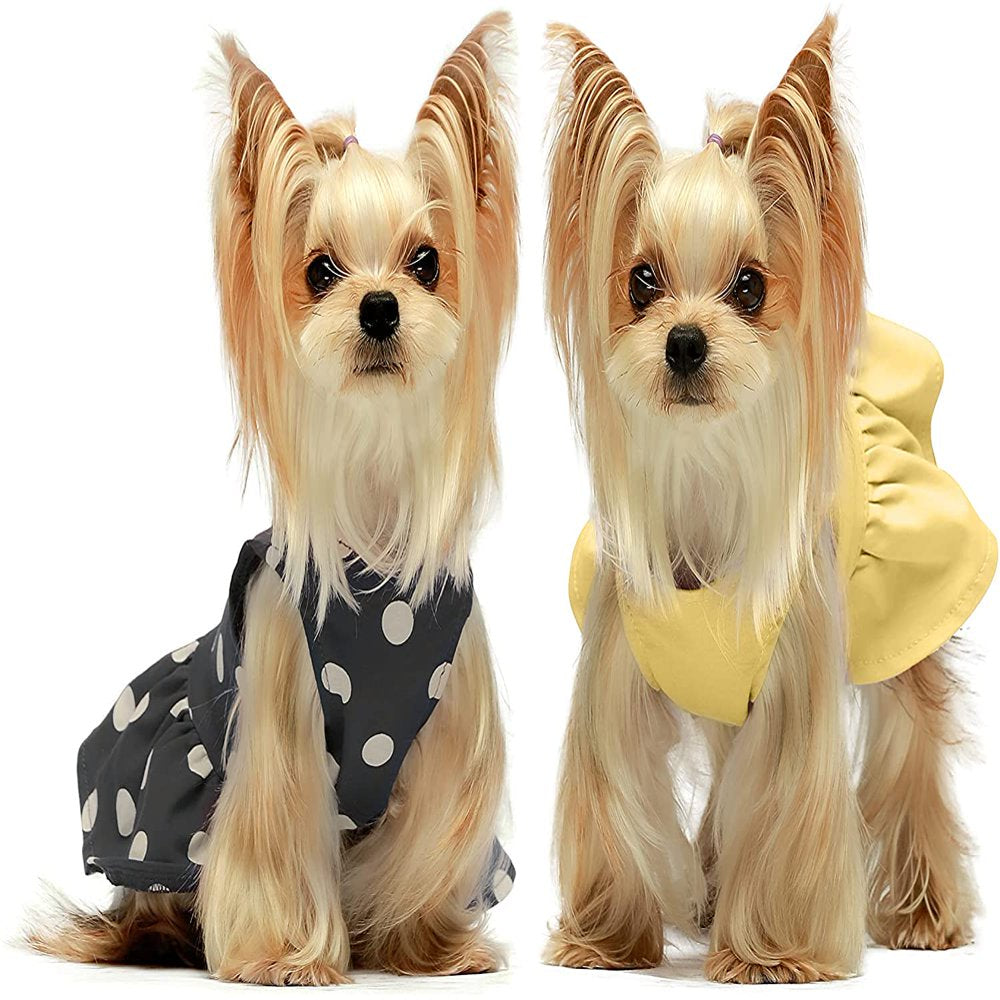 Fitwarm 2-Pack 100% Cotton Polka Dot Dog Dress Doggie Clothes Puppy Vest Dress Pet Cat Apparel Blue Purple Small Animals & Pet Supplies > Pet Supplies > Cat Supplies > Cat Apparel Fitwarm L Yellow 