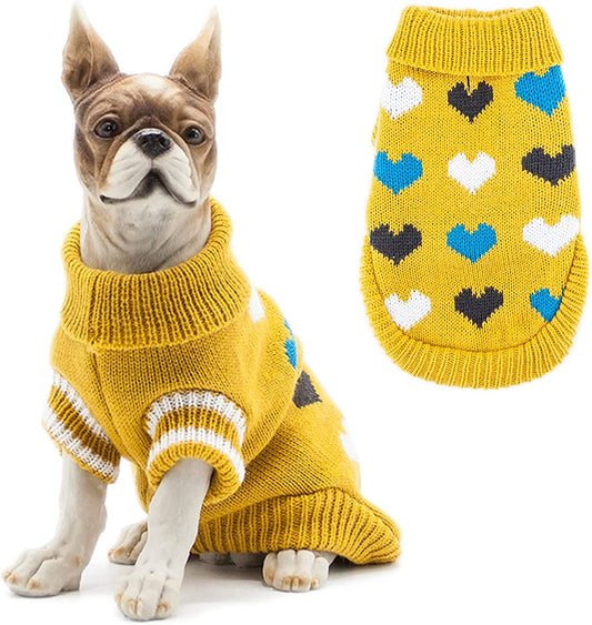 Cnarery Dog Sweater, Soft and Warm Dog Knitted Sweater with Leash Hole, Dog Winter Coat, Cold Weather Clothes for Small Medium Dogs Cat (Small, Yellow) Animals & Pet Supplies > Pet Supplies > Dog Supplies > Dog Apparel Cnarery yellow Large(Chest 17.5 in) 