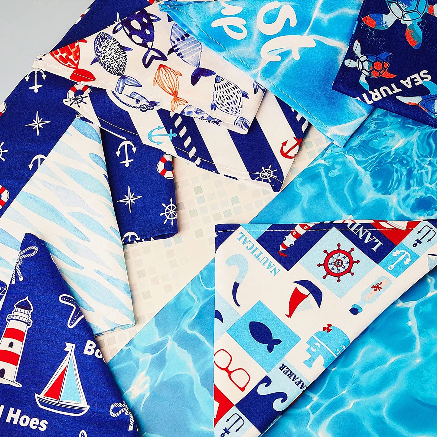 8 Pieces Nautical Dog Bandanas Summer Pets Bandana Ocean Pets Triangle Scarf Bibs Puppy Bibs Adjustable Dog Bandanas Washable Sea Turtle Pets Triangle Scarf Accessories for Most Pet Wearing Animals & Pet Supplies > Pet Supplies > Dog Supplies > Dog Apparel Xuniea   