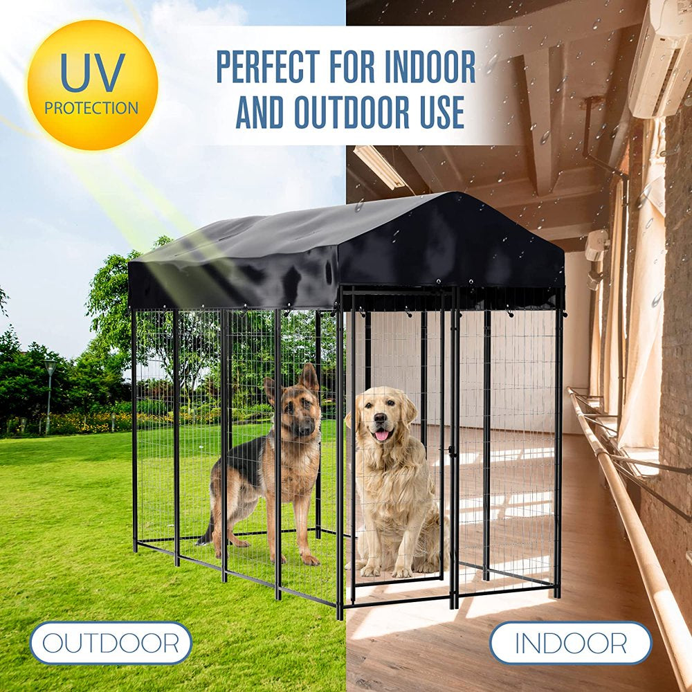 Dog Kennel Outdoor, outside Kennels, Large Wire Crate, 4X8X6 Ft, Metal, Welded, Dogs Runs, W/ Roof Cover, Big Enclosed Cage, Heavy Duty Pet Crates, Covered Box Run, Outdoors Pavilion Pen | Animals & Pet Supplies > Pet Supplies > Dog Supplies > Dog Kennels & Runs ALLJOYSE   