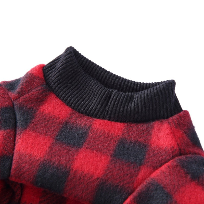 Manfiter Pet Pajamas for Dogs Plaid Sweaters Soft Clothes,Puppy Autumn & Winter Costume