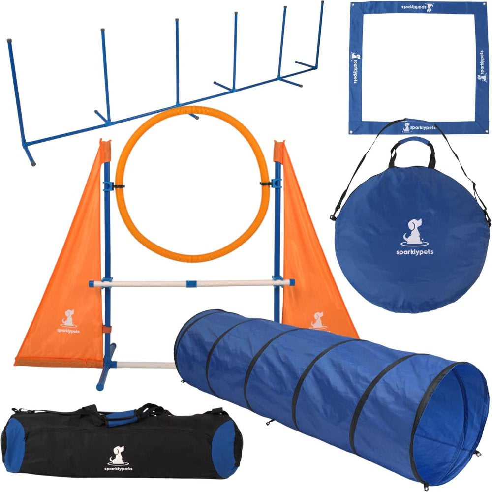 CHIE Dog Agility Training Equipment Set for Indoor & Outdoor – Complete Dog Agility Equipment for Dogs – Dog Agility Course with Weave Poles, Pause Box, Tunnel, Tire & Hurdle Jump Animals & Pet Supplies > Pet Supplies > Dog Supplies > Dog Treadmills CHIE   