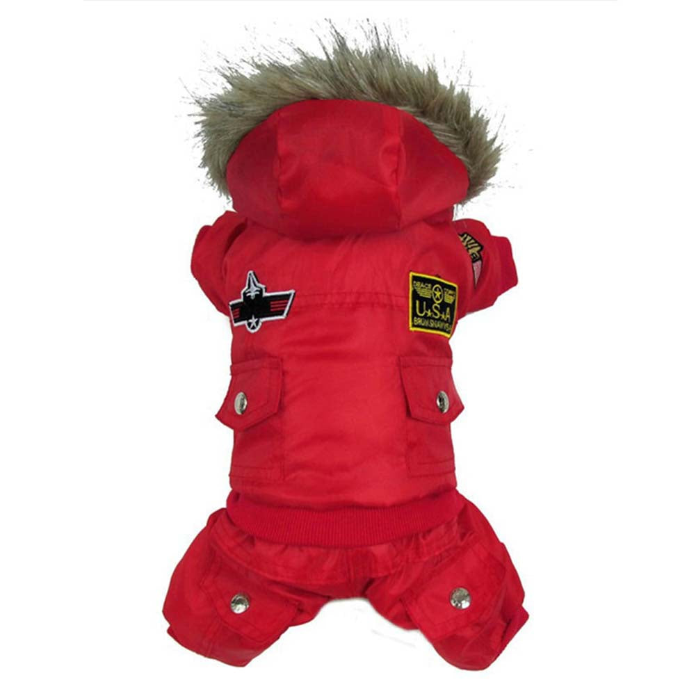 Canddidliike Waterproof Airman Fleece Pet Snowsuit Hooded Jumpsuit Winter Coat for Cat Dog Apparel - M, Coffee
