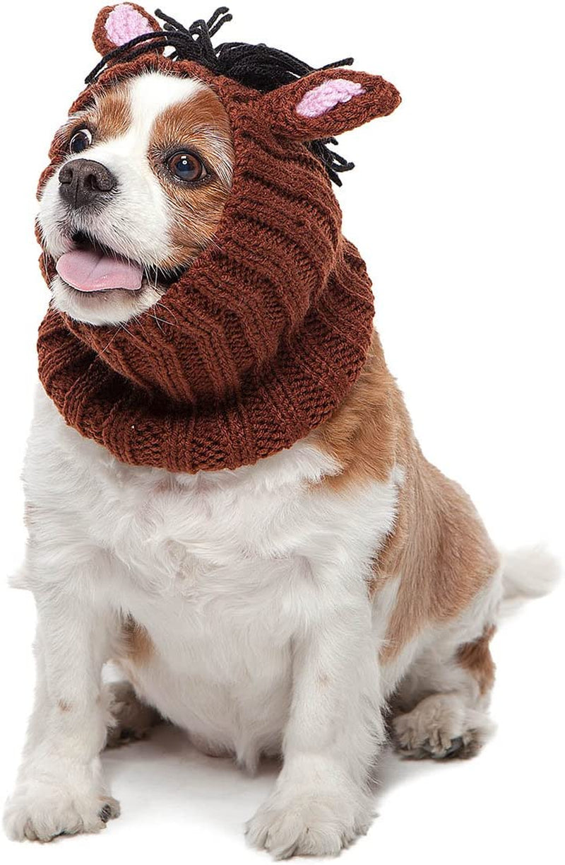 Zoo Snoods Horse Dog Costume, Large - Warm No Flap Ear Wrap Hood for Pets, Dog Outfit for Winter, Halloween, Christmas & New Year, Soft Yarn Ear Covers Animals & Pet Supplies > Pet Supplies > Dog Supplies > Dog Apparel Zoo Snoods 1 Medium 