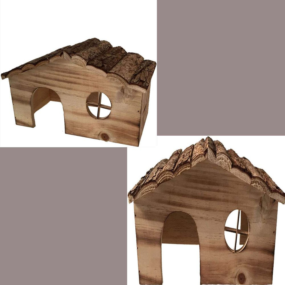 Natural Wooden Hamster House Small Animal Nesting Hideout Habitat Decor Cage Wood Toys Animals & Pet Supplies > Pet Supplies > Small Animal Supplies > Small Animal Habitats & Cages KOL PET   