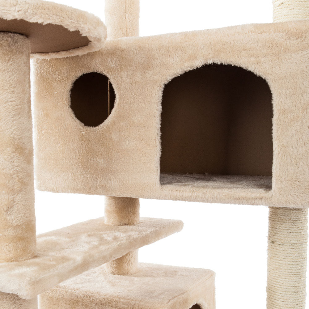 Lowestbest 52" Cat Activity Tree, Cat Tower with Sisal-Covered Scratcher Slope, Scratching Posts, Plush Perches, Activity Centre Multi-Level Cat Condo Furniture for Kittens Pets, Beige Animals & Pet Supplies > Pet Supplies > Cat Supplies > Cat Furniture Lowestbest   