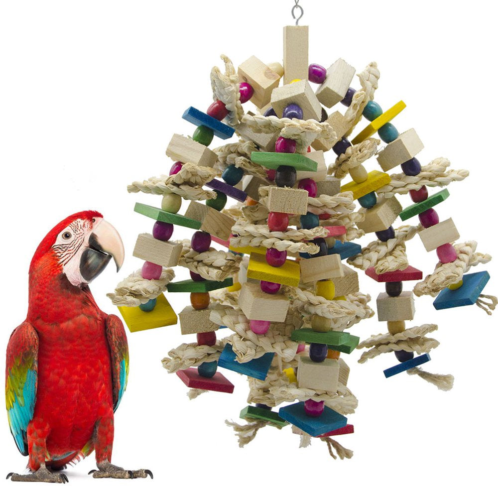 QBLEEV Large Parrot Chewing Toy - Bird Parrot Blocks Knots Tearing Toy Bird Cage Bite Toy for African Grey, Macaws Cockatoos, and a Variety of Parrots Animals & Pet Supplies > Pet Supplies > Bird Supplies > Bird Toys QBLEEV   