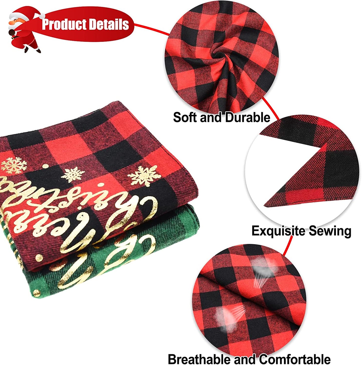 Malier 2 Pack Dog Bandana, Christmas Classic Buffalo Plaid Printing Dog Bandana, Pets Scarf Triangle Bibs Kerchief Dandana Costume Accessories for Small Medium Large Dogs Cats Pets (Large) Animals & Pet Supplies > Pet Supplies > Dog Supplies > Dog Apparel Malier   