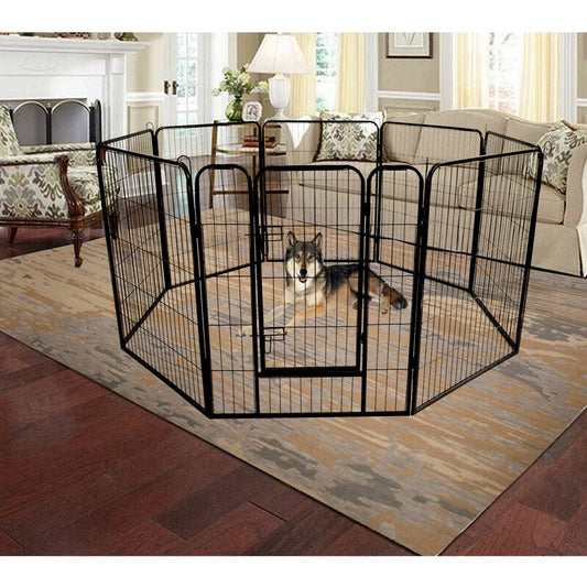 Aukfa Metal Dog and Pet Exercise Playpen,Cheap Best Large Indoor,Outdoor Play Yard Pet Enclosure Outdoor for Small Dogsmetal Puppy Dog Run Fence / Iron Pet Dog Playpen,Black
