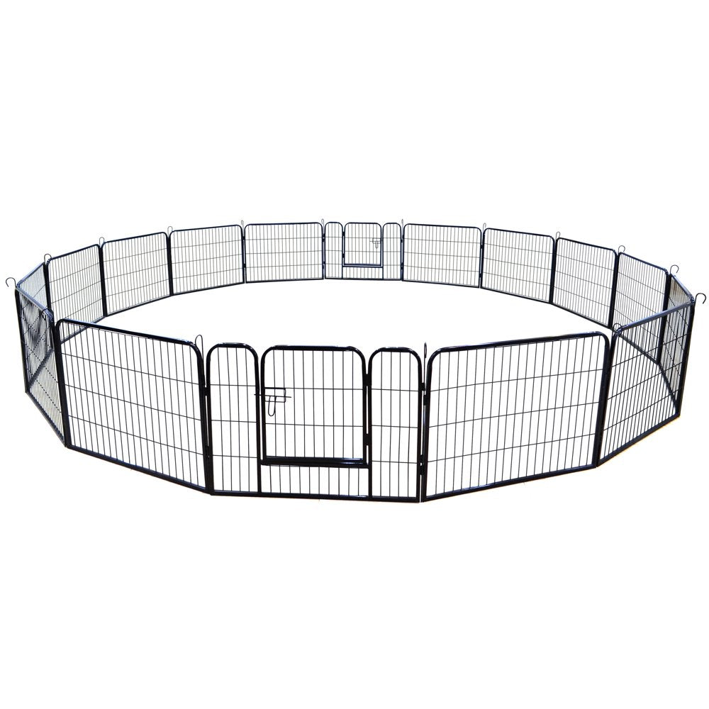 SKYLAND 24 Inch Metal Dog Pen Foldable 16 Panels Puppy Cat Exercise Fence Barrier Playpen Kennel Animals & Pet Supplies > Pet Supplies > Dog Supplies > Dog Kennels & Runs Skyland   