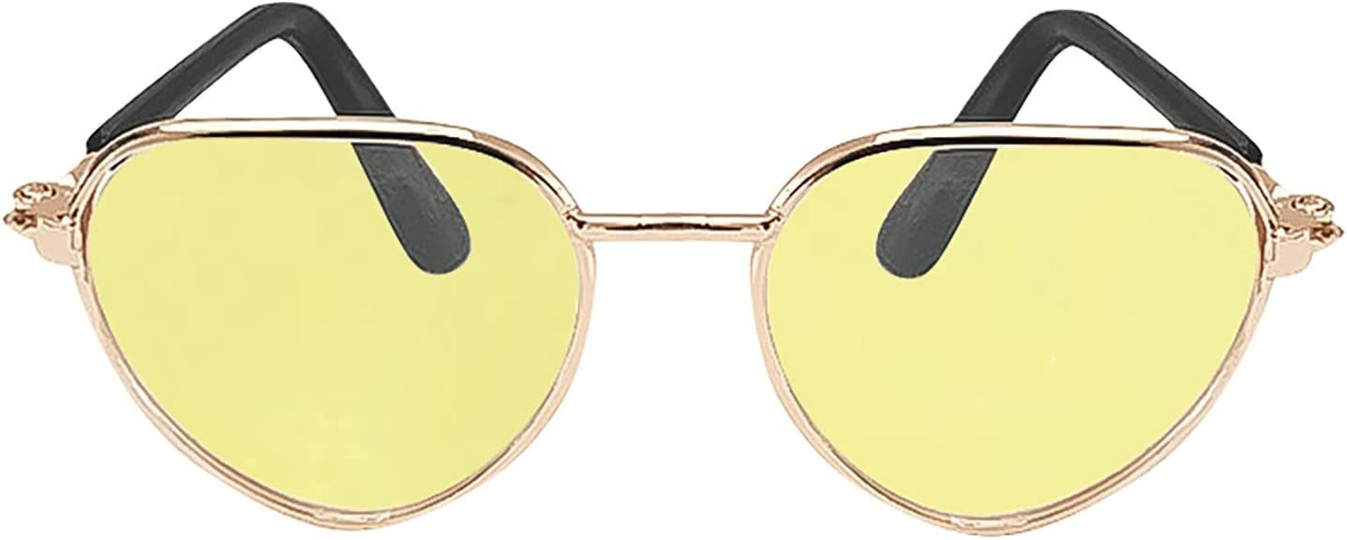 Pockety Pet Dog Cat Sunglasses,Small Pet Sunglasses Retro Dog Sunglasses round Metal Puppy Sunglasses Cosplay Glasses Photo Props Eyewear for Cats and Small to Medium Sized Dogs (Orange, One Size) Animals & Pet Supplies > Pet Supplies > Dog Supplies > Dog Apparel Pockety Gold One Size 