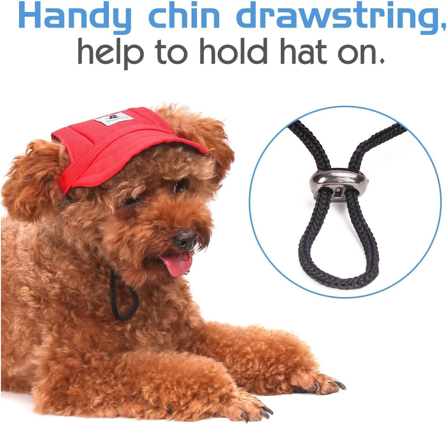 Pawaboo Dog Baseball Cap, Adjustable Dog Outdoor Sport Sun Protection Baseball Hat Cap Visor Sunbonnet Outfit with Ear Holes for Puppy Small Dogs, Small, Red Animals & Pet Supplies > Pet Supplies > Dog Supplies > Dog Apparel Pawaboo   