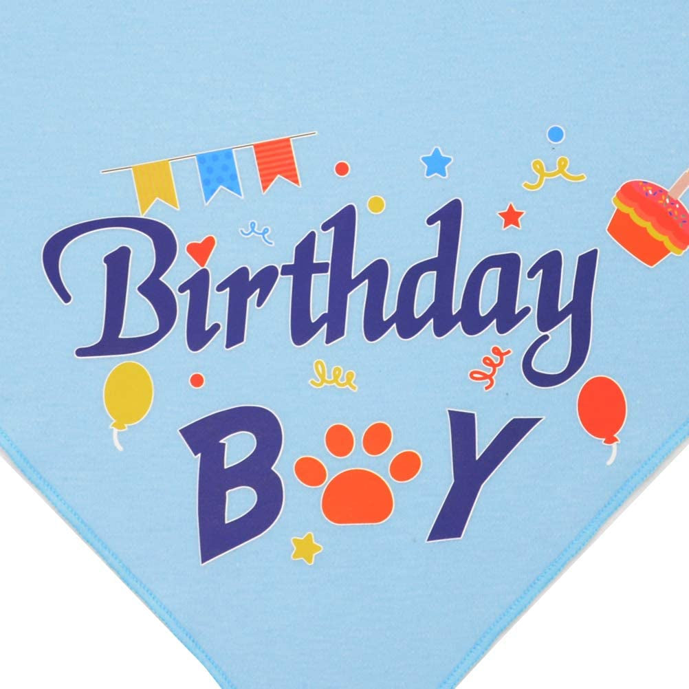 Dog Birthday Bandana Boy Scarf and Crown Dog Birthday Hat, Flower Headwear for Medium to Large Dogs Blue Animals & Pet Supplies > Pet Supplies > Dog Supplies > Dog Apparel Barleygoo   