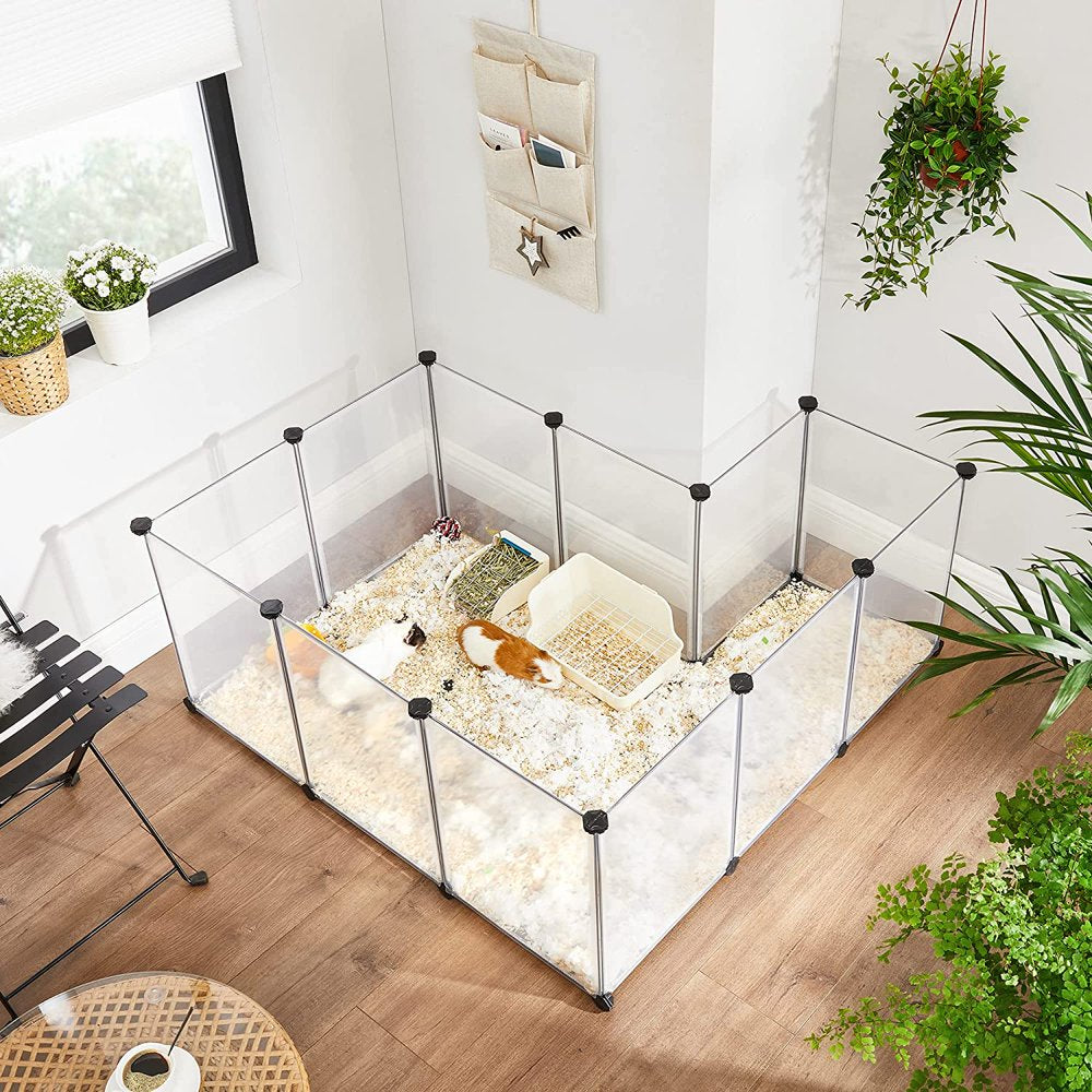 SONGMICS Pet Playpen, Fence Cage with Bottom for Small Animals, White Animals & Pet Supplies > Pet Supplies > Dog Supplies > Dog Kennels & Runs SONGMICS   