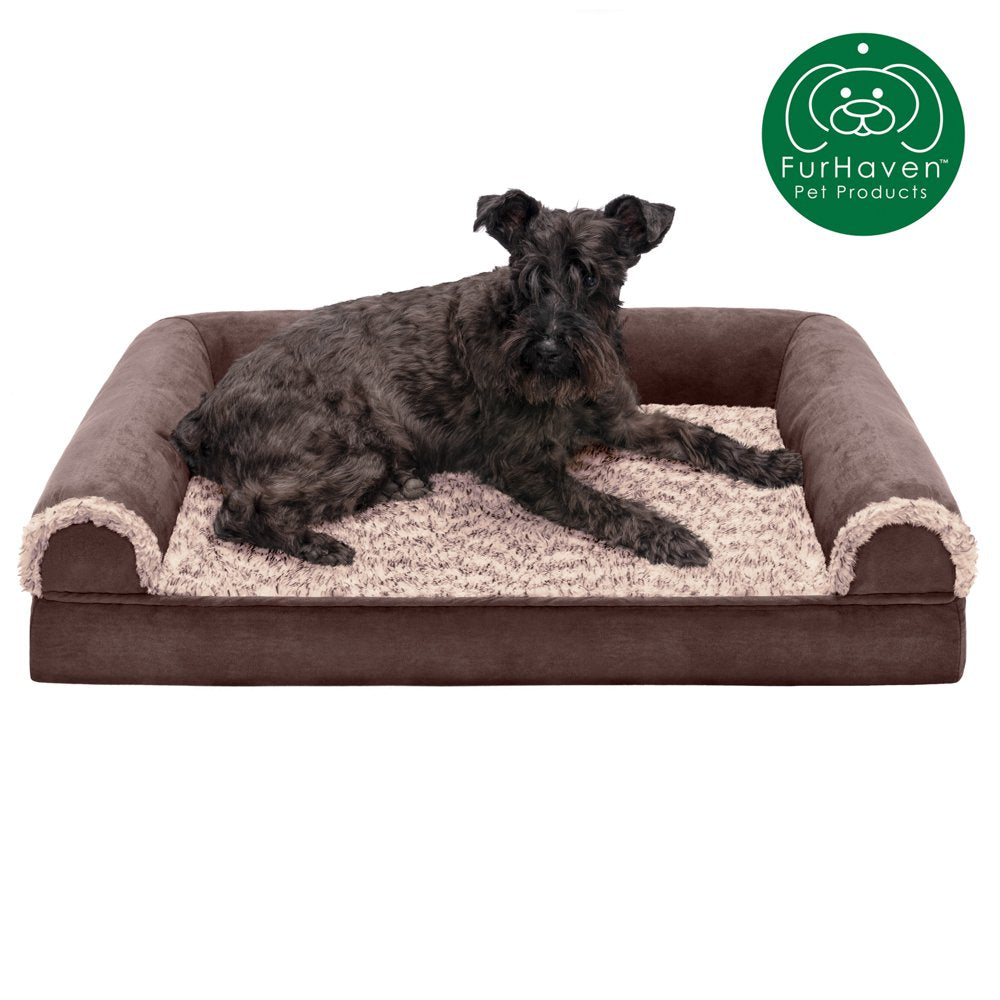 Furhaven Pet Products | Full Support Orthopedic Two-Tone Faux Fur & Suede Sofa Pet Bed for Dogs & Cats, Stone Gray, Jumbo Animals & Pet Supplies > Pet Supplies > Cat Supplies > Cat Beds FurHaven Pet M Espresso 