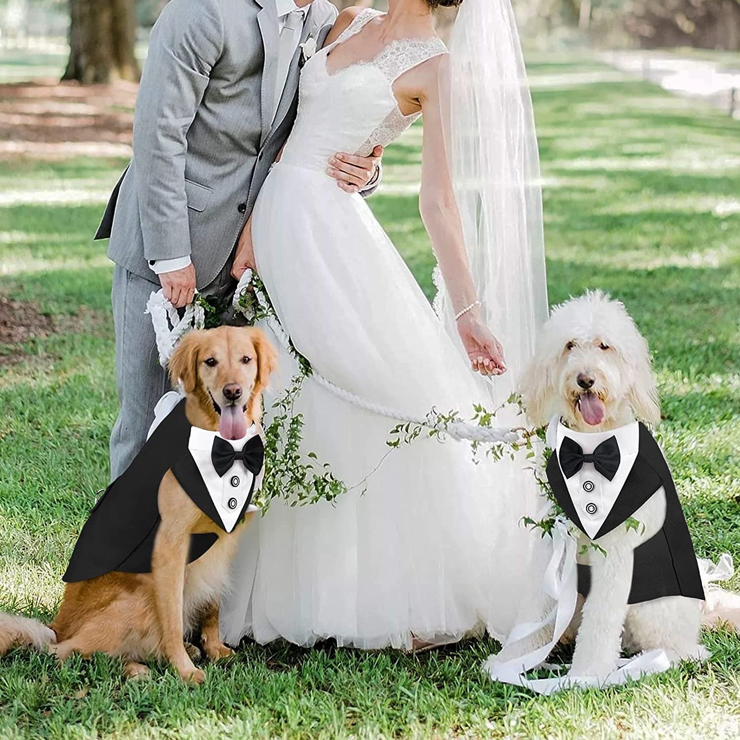 Malier Formal Dog Tuxedo Dog Bandana Suit Set, Stylish Dog Wedding Suit with Collar Dog Costume for Small Medium Large Dogs Animals & Pet Supplies > Pet Supplies > Dog Supplies > Dog Apparel Malier   