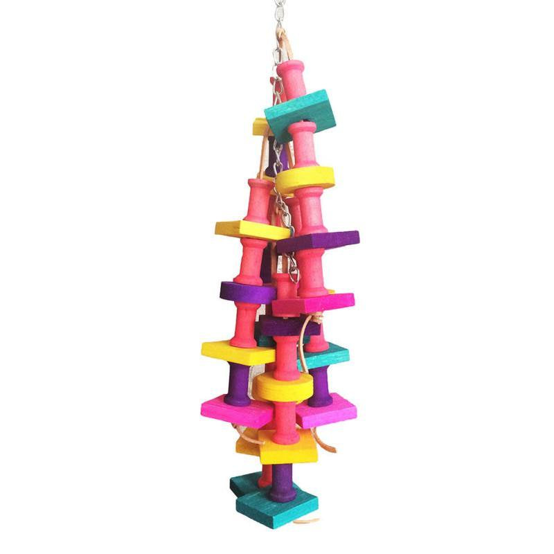 Pretty Comy Building Blocks Toys for Parrots, Pet Rainbow Bite String Toys, Chewing Toy for Birds