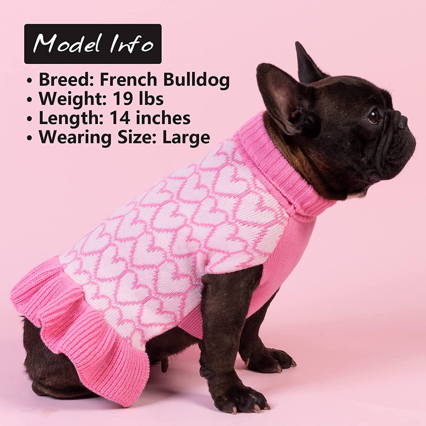 KYEESE Valentines Day Dog Sweaters Dress Pink Heart Design Dog Sweaters with Leash Hole Pet Sweater Pet Clothes,Xs Animals & Pet Supplies > Pet Supplies > Dog Supplies > Dog Apparel kyeese   