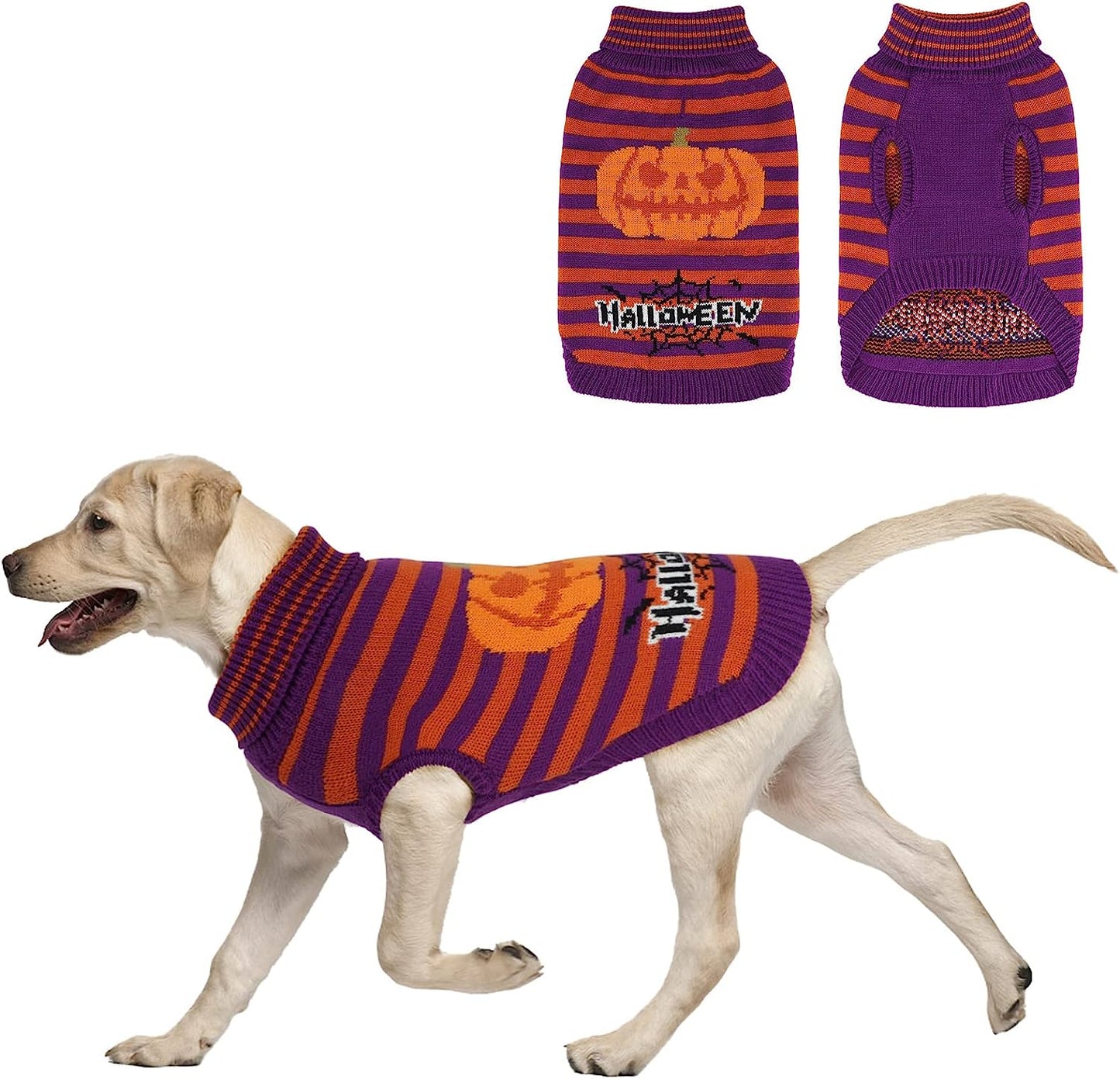 Rypet Halloween Pet Sweaters Dog Pullover Knitwear Dog Turtleneck Apparel for Small Medium Large Dog Animals & Pet Supplies > Pet Supplies > Dog Supplies > Dog Apparel Rypet L(Chest girth:28", back length: 20")  