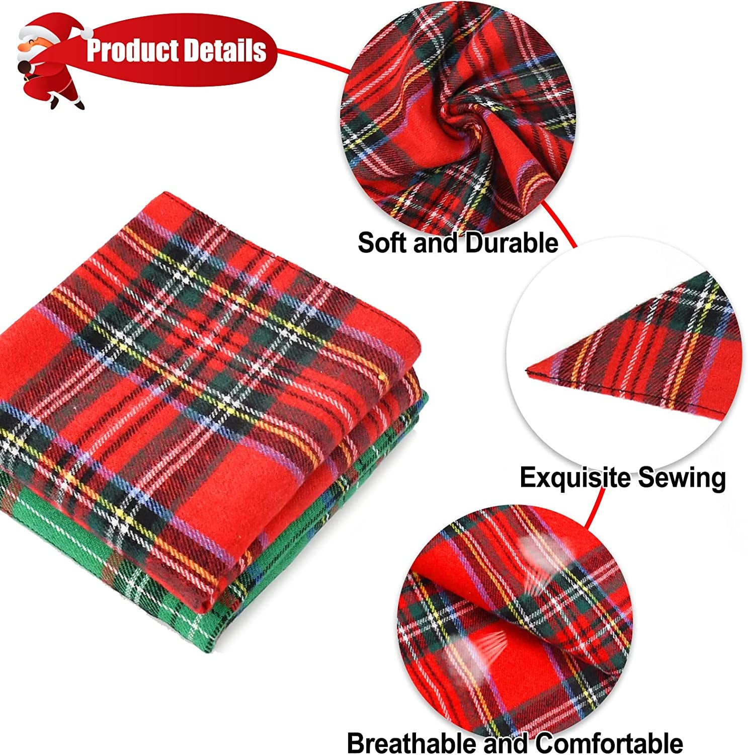 Malier 2 Pack Dog Bandana Christmas Classic Plaid Pets Scarf Triangle Bibs Kerchief Set Pet Costume Accessories Decoration for Small Medium Large Dogs Cats Pets (Green + Red, Large) Animals & Pet Supplies > Pet Supplies > Dog Supplies > Dog Apparel Malier   