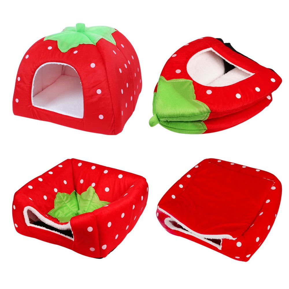 Foldable Strawberry Pet Dog Cat Bed Doggy Kennel House Puppy Basket Pat L Animals & Pet Supplies > Pet Supplies > Cat Supplies > Cat Beds Unique-Bargains   