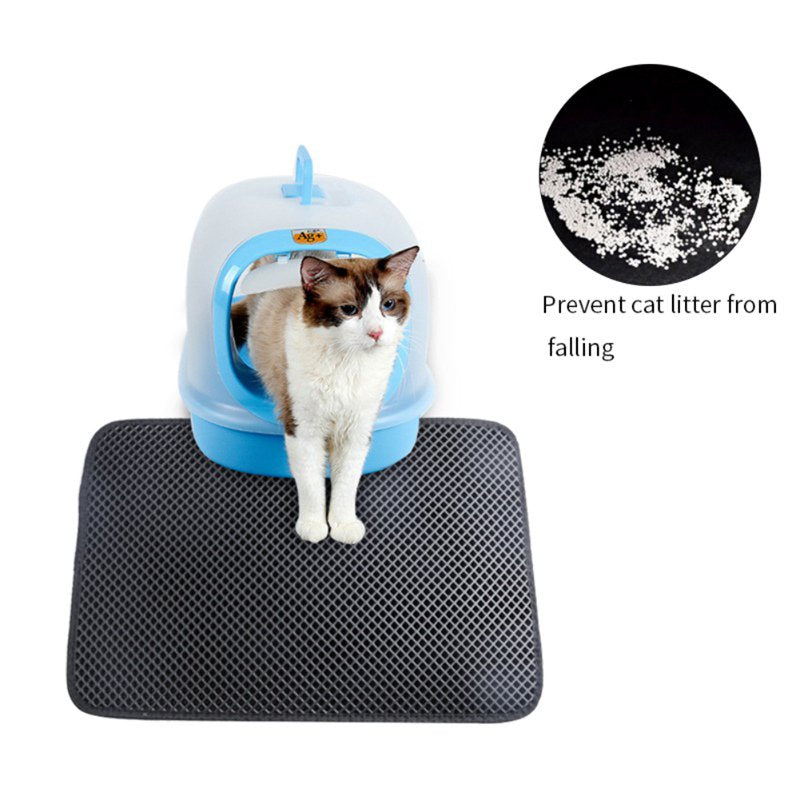 Fymall Pet Cat Litter Box Nest Cage Double Layer anti Splash Cat Litter Mat Bedding Doormat 45*30Cm