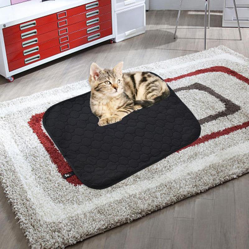 Cooling Cat Litter Mat Breathable Four-Layer Kitty Mats Non-Slip for Litter Boxes - Black, M Animals & Pet Supplies > Pet Supplies > Cat Supplies > Cat Litter Box Mats Magideal   