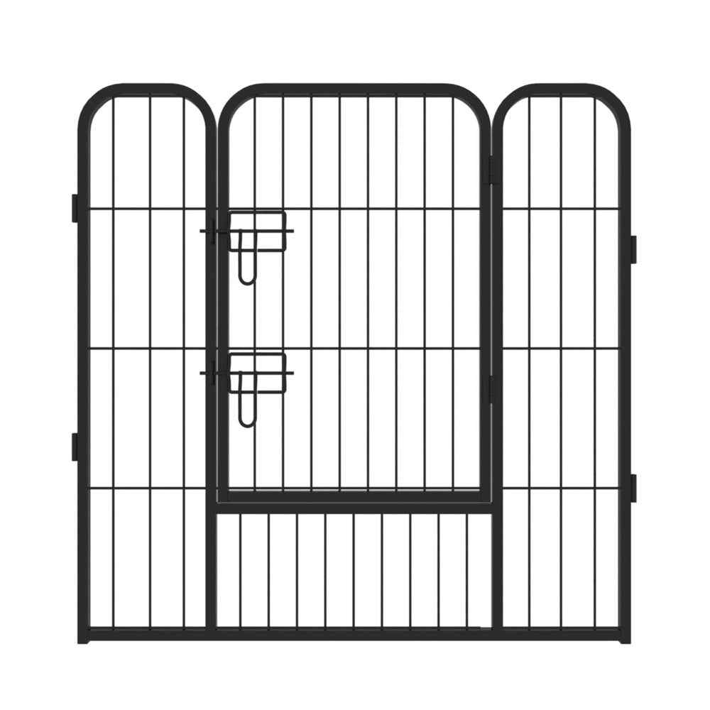 KALEFU 8-Panels Large Indoor Metal Puppy Dog Run Fence / Iron Pet Dog Playpen, Metal, Black, 31.5'' X 31.5'' X 31.5''(L X W X H）