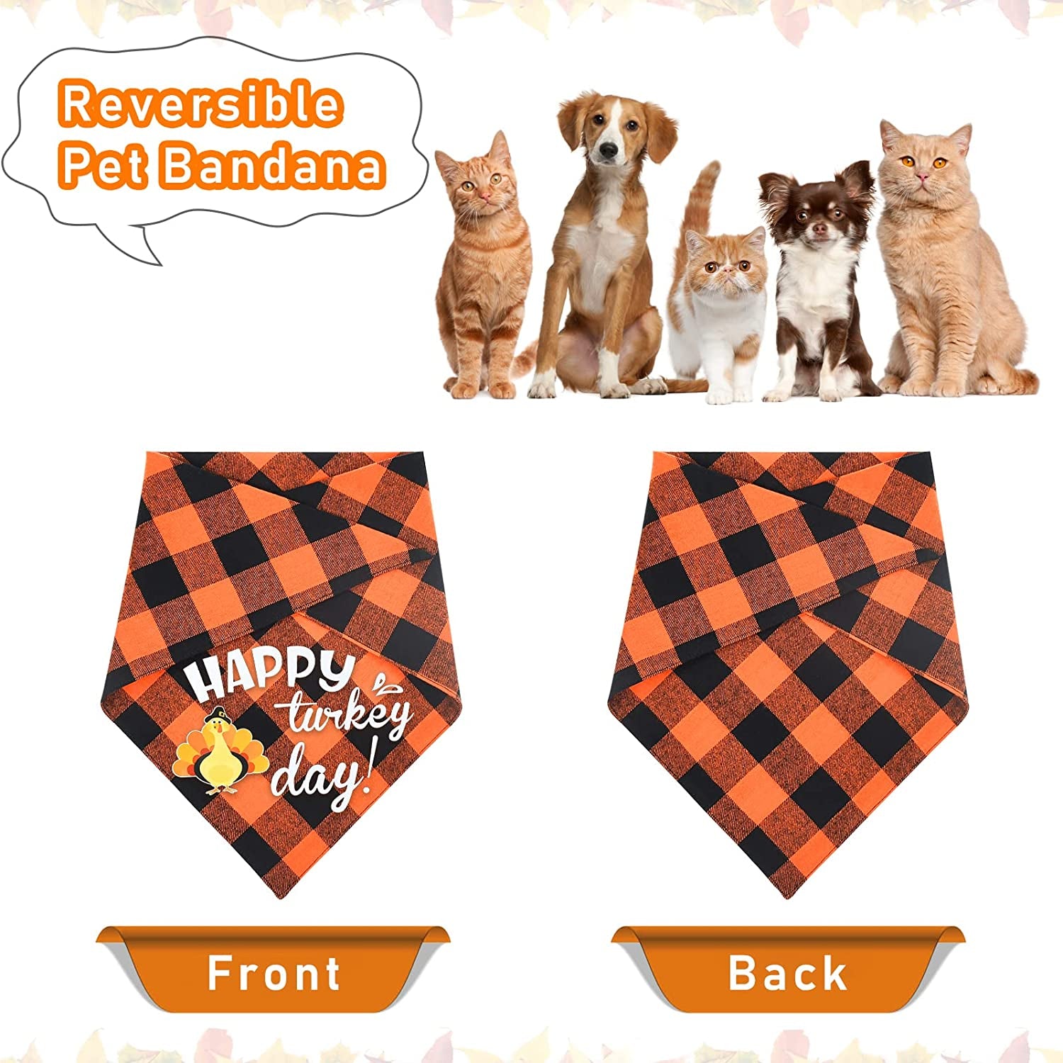 Malier 2 Pack Thanksgiving Dog Bandana, Holiday Classic Buffalo Plaid Turkey Pumpkin Pattern Bandana, Dog Scarf Triangle Bibs Kerchief Costume Accessories for Small Medium Large Dogs Cats (Large) Animals & Pet Supplies > Pet Supplies > Dog Supplies > Dog Apparel Malier   