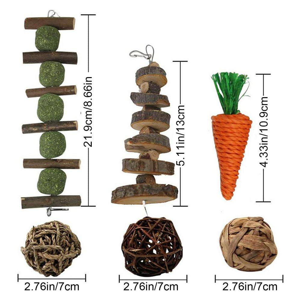 Centwalm Bunny Chew Toys Rabbit Toys for Teeth Grind Natural Apples Wood Scent Grass Cake Treats for Rabbits Guinea Pigs Chinchillas Bunnies Hamsters Portable Animals & Pet Supplies > Pet Supplies > Small Animal Supplies > Small Animal Treats Centwalm   