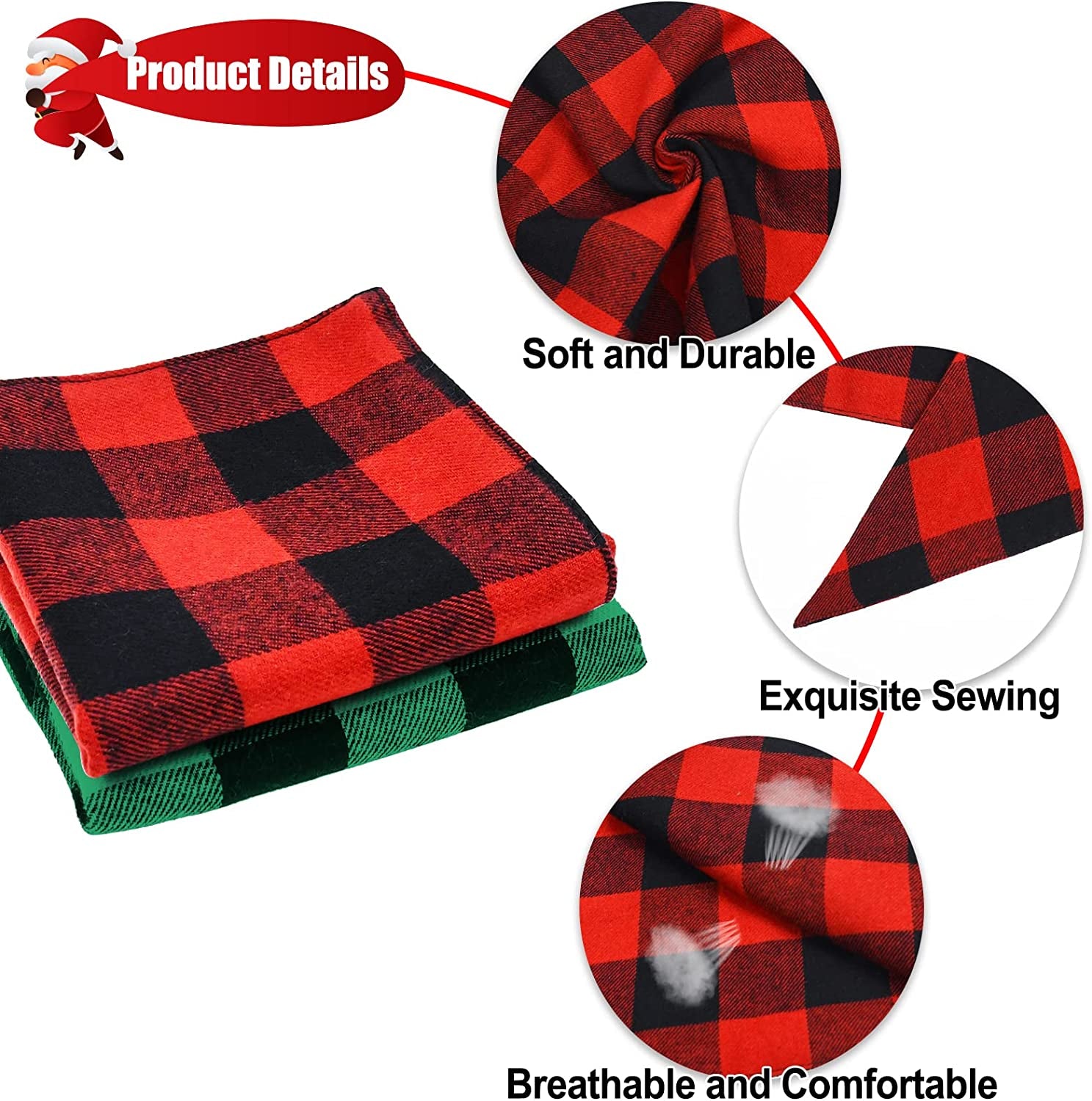 Malier 2 Pack Dog Bandana Christmas Classic Plaid Pet Bandana Scarf Triangle Bibs Kerchief Set Pet Costume Accessories Decoration for Small Medium Large Dogs Cats Pets Animals & Pet Supplies > Pet Supplies > Dog Supplies > Dog Apparel Malier   