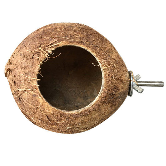 Pet Bird Coconut Shell Nest House Hut Cage Feeder Pet Parrot Parakeet Toys Animals & Pet Supplies > Pet Supplies > Bird Supplies > Bird Toys Esho   