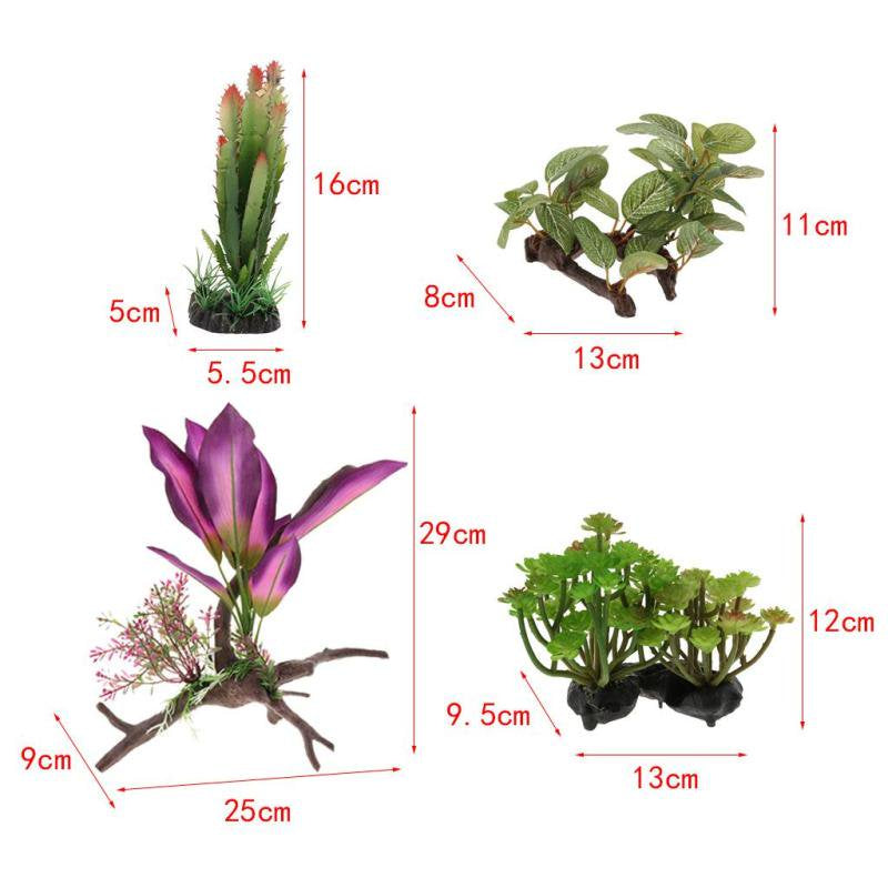 Set of 2, Artificial Ivy Vine & Plant for Reptile Amphibian Green Simulation Plants Pet House Decor Jungle Habitat