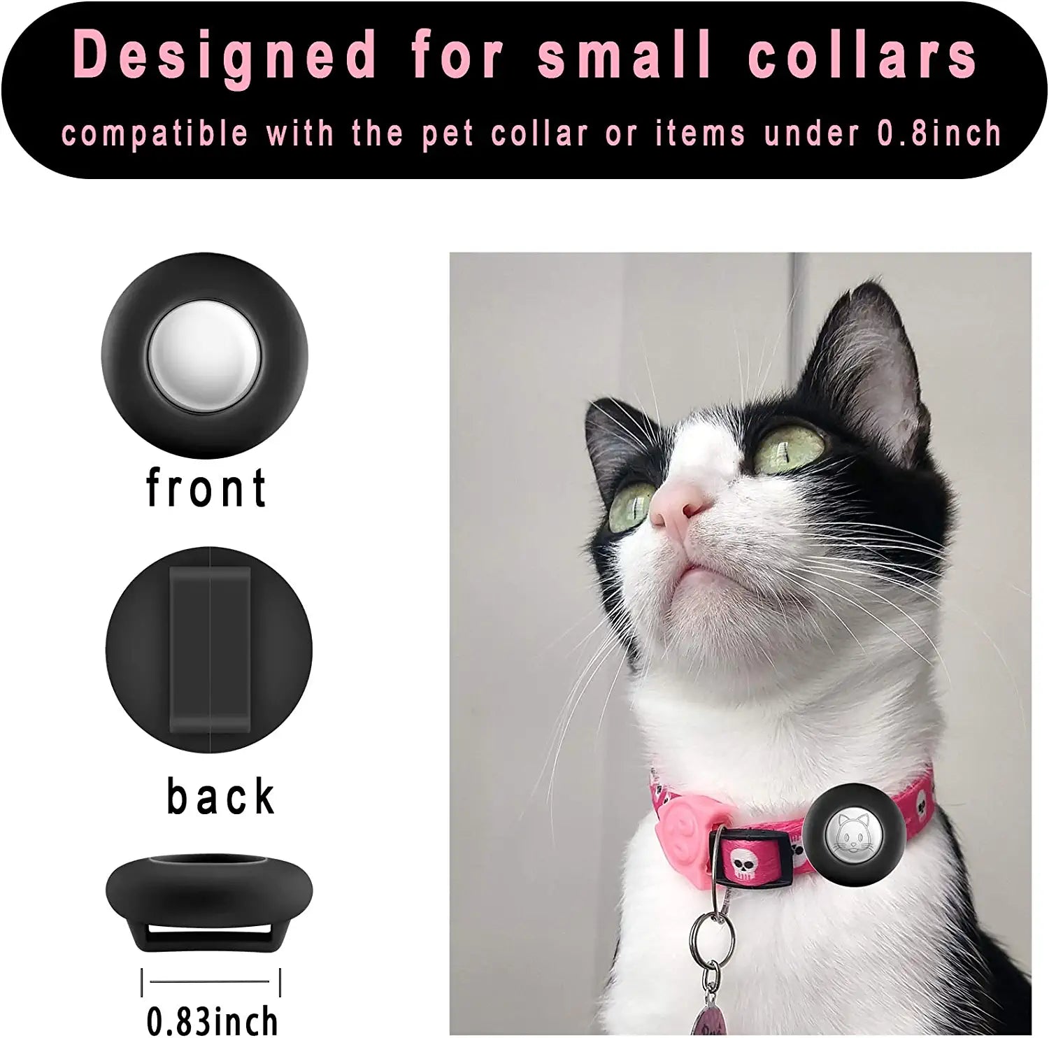 Airtag Cat Collar Holder(2Pack), Silicone Apple Air Tag Case Cover for Smaller than 0.8Inch Pet Collar Harness Loop Cibaabo