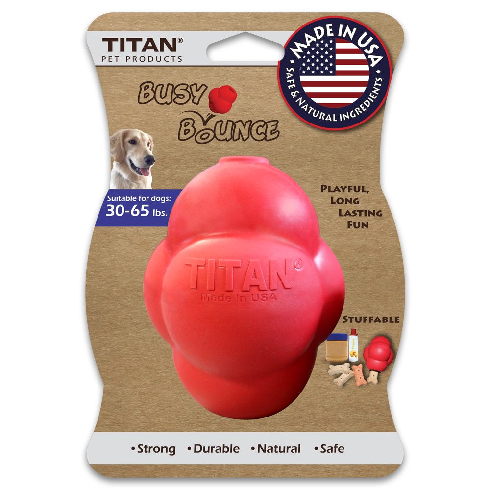 Titan Busy Bounce Durable Rubber Dog Toy, Large, Red