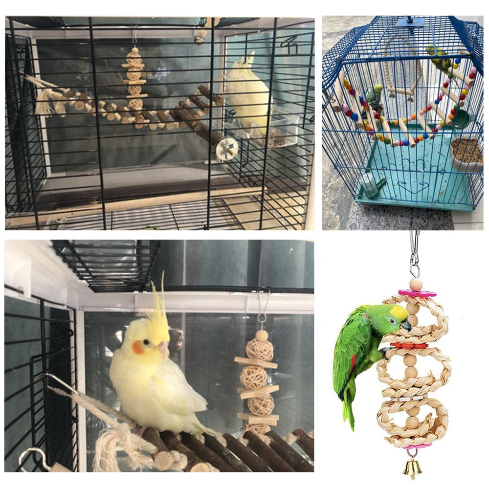 Okwish 8Pcs Set Bird Cage Accessories Bell Chewing Toy Pet for Small Parakeets Cockatiels Conures Finches Budgie Macaws Birdcage Stands Animals & Pet Supplies > Pet Supplies > Bird Supplies > Bird Cage Accessories Okwish   