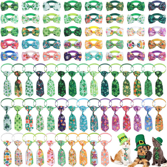 80 Pieces St. Patrick'S Day Dog Bow Ties and Easter Dog Ties Sets with Adjustable Easter Bowtie Necktie Collars Shamrock Egg Rabbit Pattern Bows Dog Grooming Accessories for Small Middle Dogs Animals & Pet Supplies > Pet Supplies > Dog Supplies > Dog Apparel Reginary   