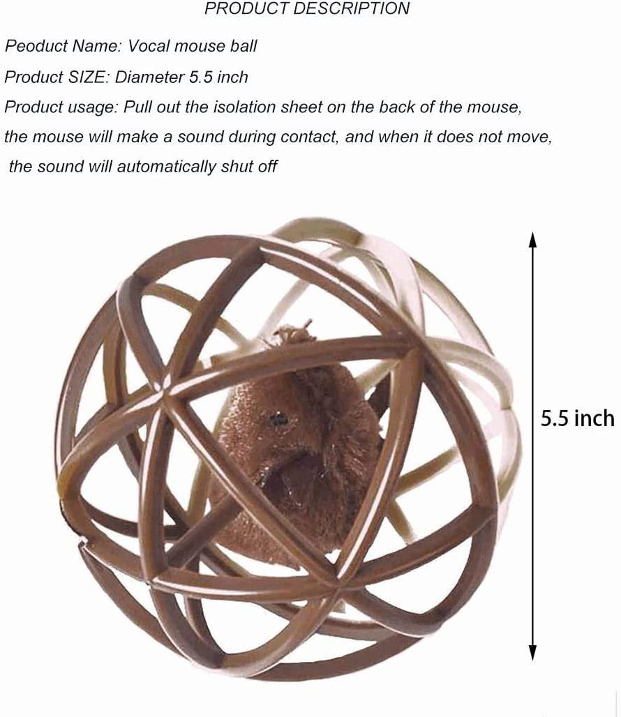 Carkira Cat Toy Ball Cage Plush Mouse Toy Simulation Mouse Sound Rollable Interactive Cat Toy Animals & Pet Supplies > Pet Supplies > Cat Supplies > Cat Toys Carkira   