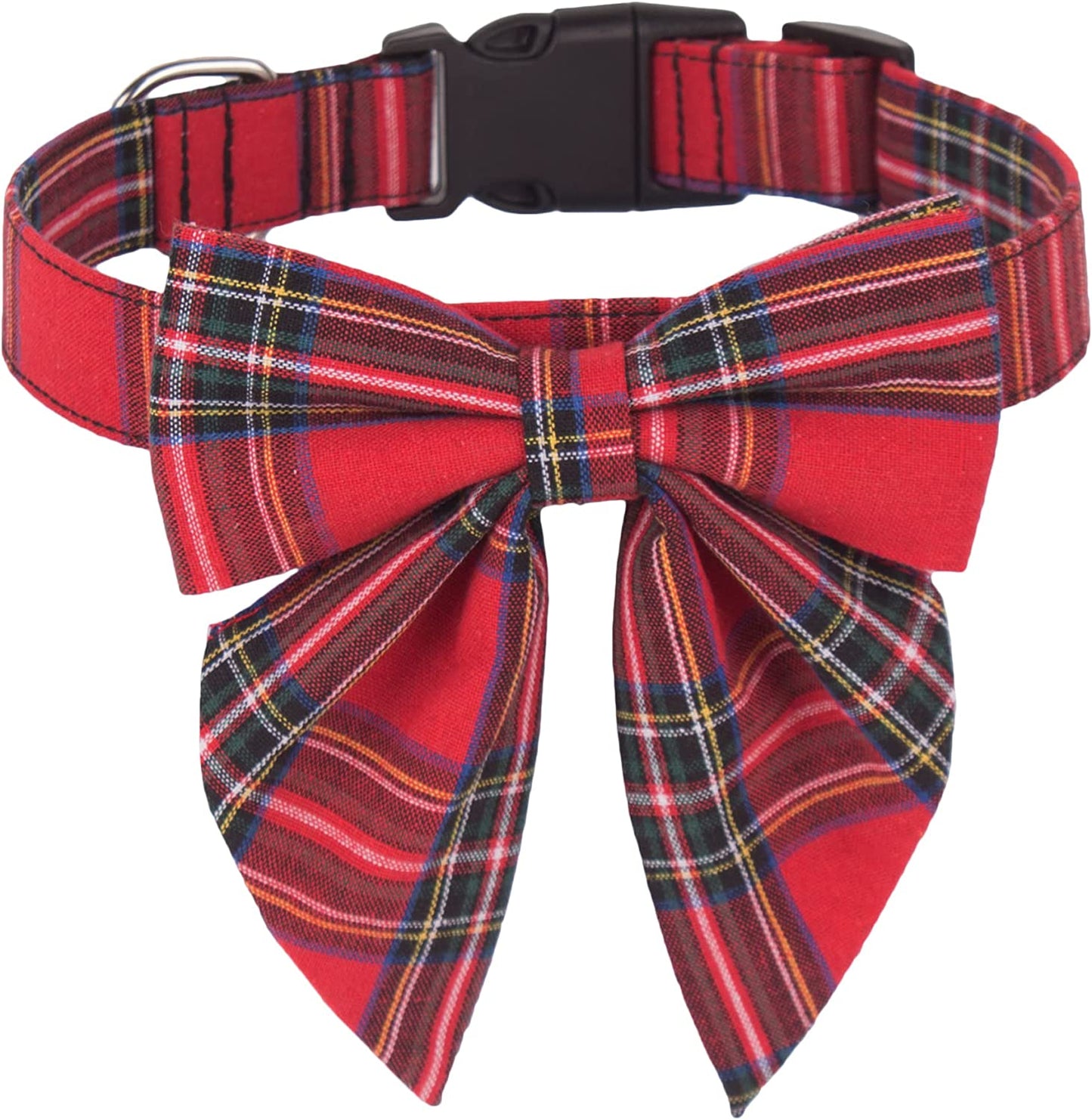 ADOGGYGO Christmas Dog Collar with Bow, Adjustable Cotton Red Bowtie Dog Christmas Collars for Small Medium Large Dogs Pets (Large, Black & Red) Animals & Pet Supplies > Pet Supplies > Dog Supplies > Dog Apparel ADOGGYGO Red-2 Large 