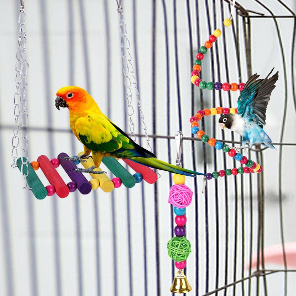 Pakewalm Colorful Bird Toys Pet Birds Chew Toy 14Pcs Swing Standing Chewing Toys for Small Parrots Parakeet Love Birds Finches Parakeet Cage Accessories Welcoming Animals & Pet Supplies > Pet Supplies > Bird Supplies > Bird Cage Accessories Pakewalm   