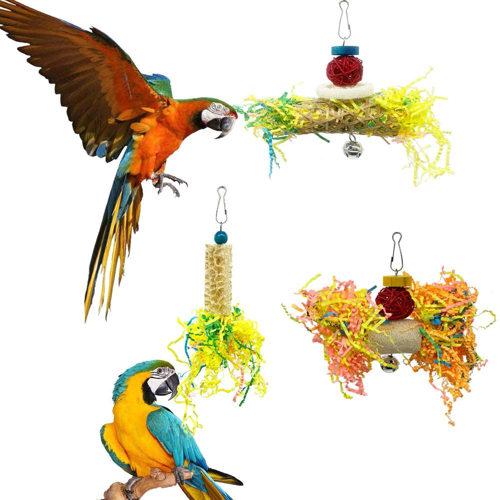 Bird Parrots Shredding Toys Parakeet Chewing Toys Bird Loofah Toys Parrot Cage Shredder Toys Bird Foraging Hanging Toys Bird Accessories for Parrots Lovebird Cockatiel Conure African Grey Animals & Pet Supplies > Pet Supplies > Bird Supplies > Bird Cage Accessories Smileol   