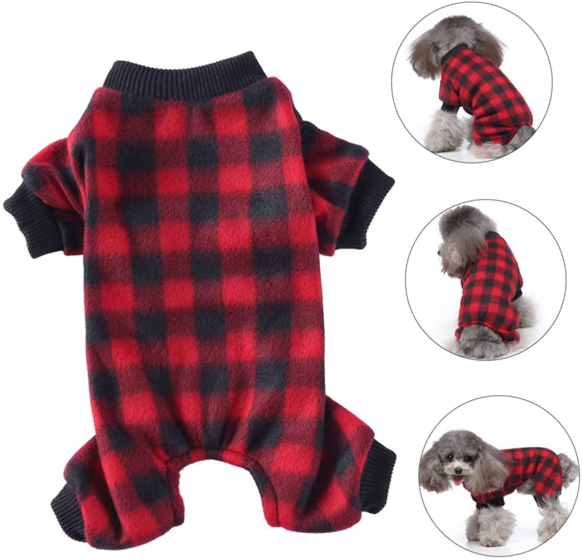 LIFKICH 1Pc Dog Pajamas Pet Winter Jacket Cat Outfits Cat Jacket Cat Dog Clothing Puppy Lattice Coats Lattice Dog Apparel Polyester Christmas Shirt Dog Outfits Pet Pajamas Pet Coat Animals & Pet Supplies > Pet Supplies > Dog Supplies > Dog Apparel LIFKICH   