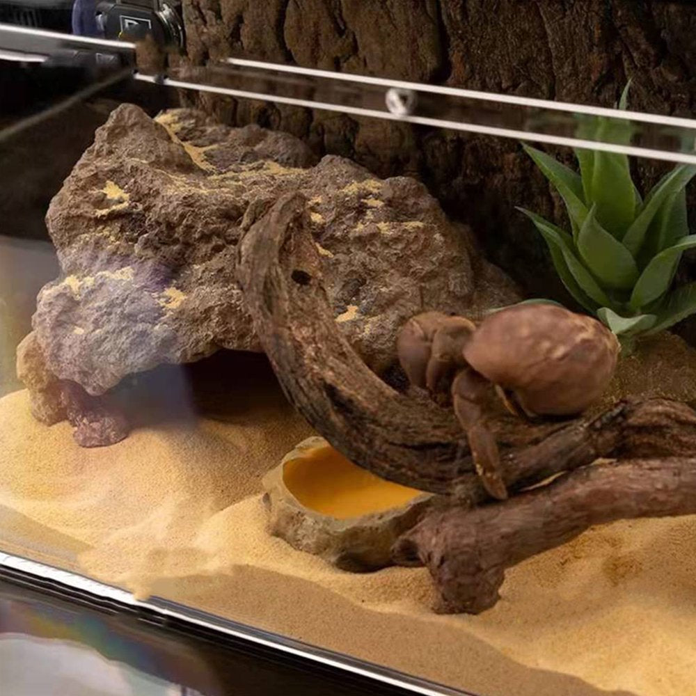 BYDOT Reptile Rock Hideout Habitat Decoration Resin Cave for Small Amphibians Iguanas Animals & Pet Supplies > Pet Supplies > Small Animal Supplies > Small Animal Habitat Accessories BYDOT   