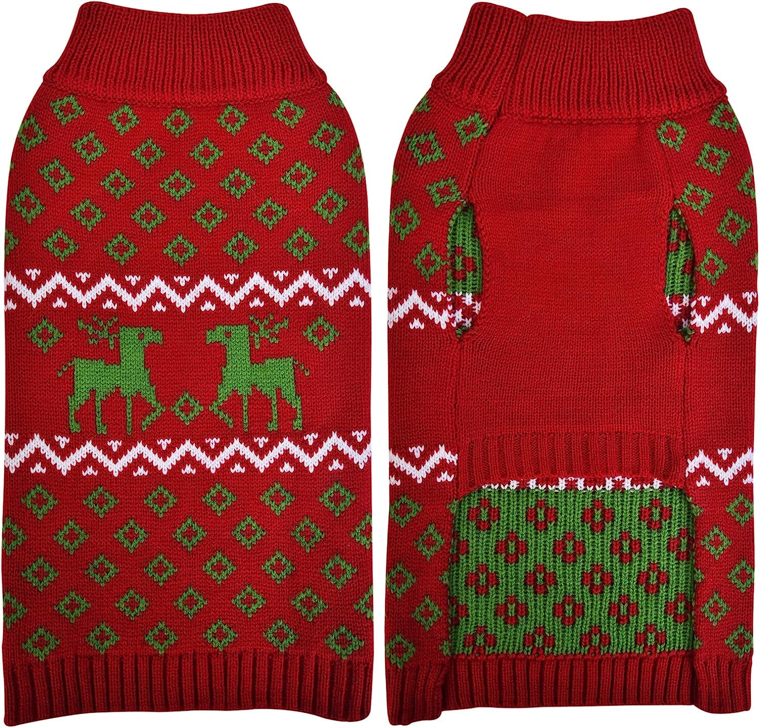 Luzpet New Year Christmas Dog Sweater with Cute Funny Reindeer Kintwear Chilly Ugly Thick Xmas Dog Sweater Matching Dog Costume Pullover for Extra Large Dogs (XXL, Red) Animals & Pet Supplies > Pet Supplies > Dog Supplies > Dog Apparel LuzPet Red Medium 